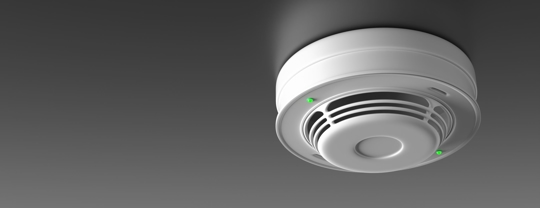 Carbon monoxide alarm on the ceiling