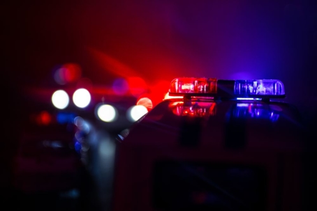 police car lights at night