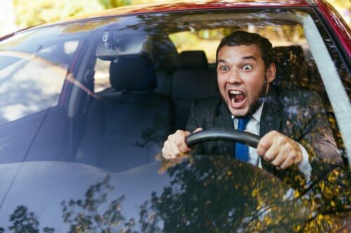 Driver showing road rage behavior